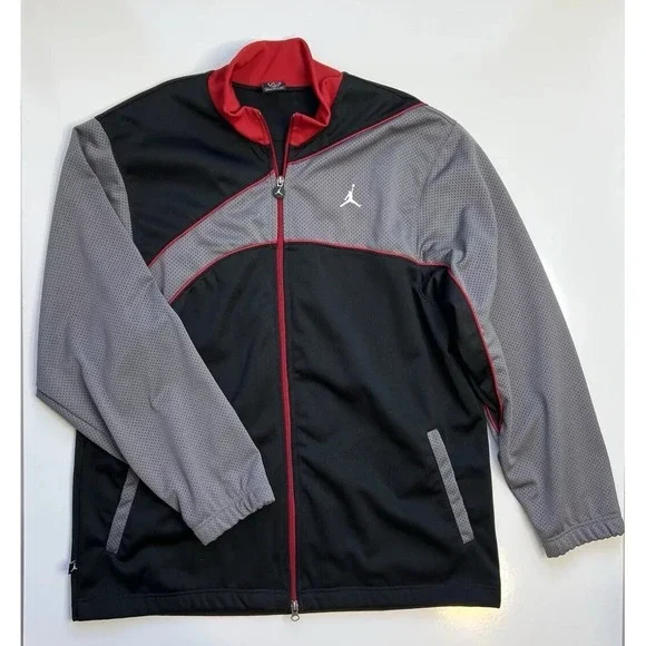 Air Jordan 85-05 20th Anniversary Track Jacket Zip Up Black Red Gray Mesh Men L - Picture 1 of 7